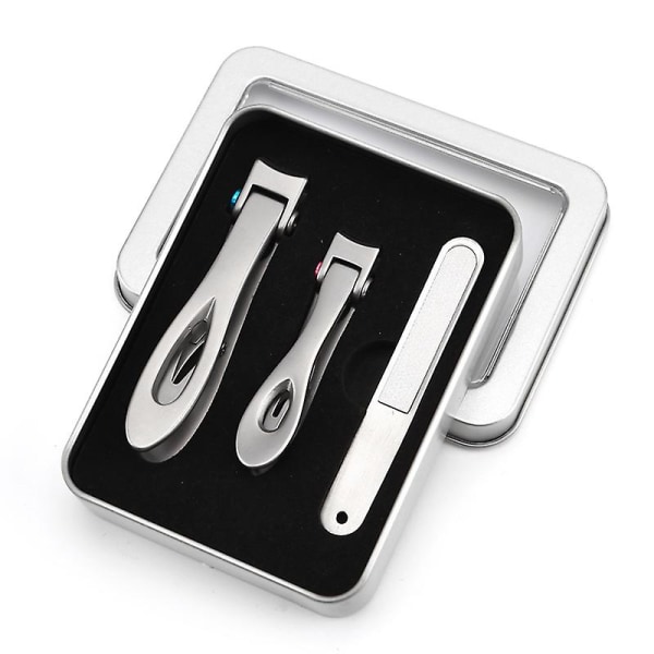 Nail Clippers For Thick Nails, 15mm Wide Jaw Opening Stainless Steel Toenail Clipper Set With Nail File For Elderly, Men And Women3pcs-silver