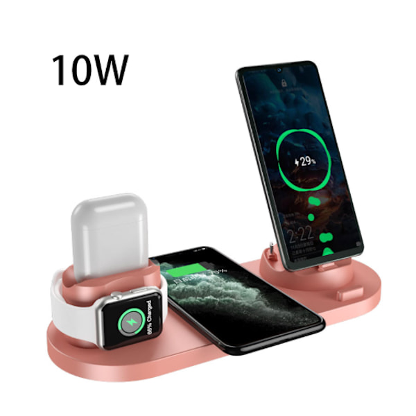 Trådlös Laddare - Passar för Apple Mobiltelefon iPhone13 Dedikerade Hörlurar iwatch Klocka Vertikal Laddningsställ Pink