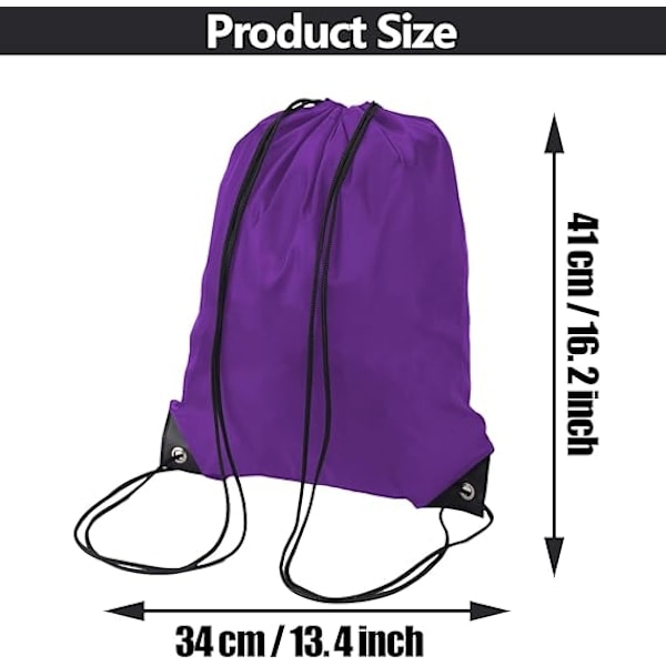 Snøreposer, Svømming PE-poser Snøre Gymbag for barn Voksne Snøre Svømming Sportsbag for skole Sport Svømming Gym Reise Purple