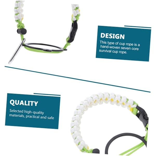 1 st kopparrep handrep campingarmband vattenflaska överlevnadsrem överlevnadsreparmband karbinhake rem rep bärrem vatten White