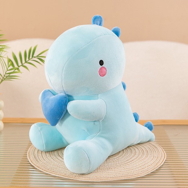 Søt Dinosaur Klem Hjerte Plysj Leke, Fet Dinosaur Plysj Leke Dukke, Myk Plysj Fyllt Dyr Dinosaur Plysj, Bursdagsgave 12 Tommer Sky blue