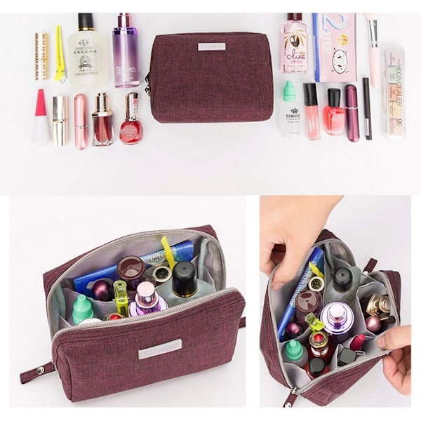 Makeup Taske, Lille Rejsetaske Kosmetik Taske Nylon Vandafvisende Makeup Pung til Kvinder og Piger Organisering Kosmetik Julegaver (Lilla)