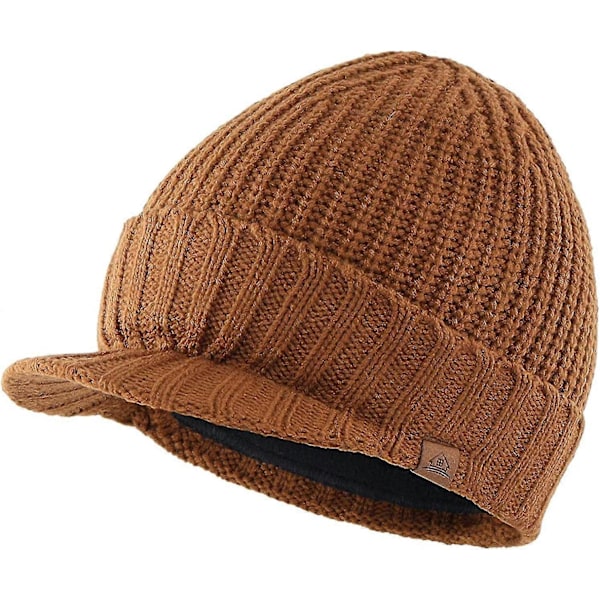 Miesten talvinen neulottu lippalakki Ulkoilmakäyttöön Paksu pipo Brown One Size