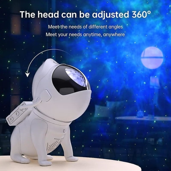 Stjerneprojektor Natlampe Rumhund, Galakseprojektor med 360 Justerbart Design, 21 Farvetilstande, Bluetooth-højttaler, 8 Hvide Lyde og Timer, Astron