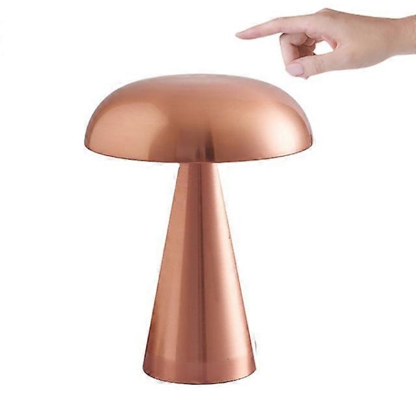 LED Svamp Bordslampa Uppladdningsbar Touch Tre-tons Belysning För Café Bar Restaurang Vardagsrum Sovrum Studierum Dekoration-1st Rose Gold