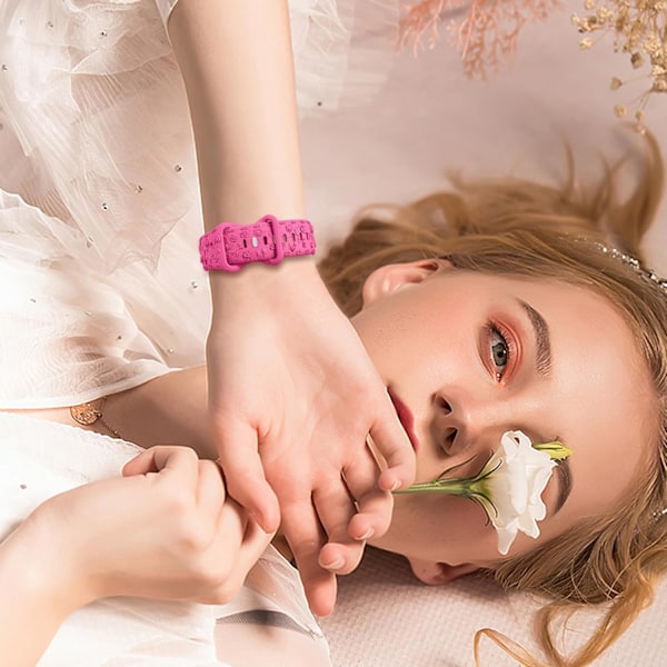 Graverad rem för Apple Watch-remmar iwatch-rem dam, mjukt silikonrosmönstrat band för iWatch Series-rem Barbie Pink/Starlight 42/44/45mm