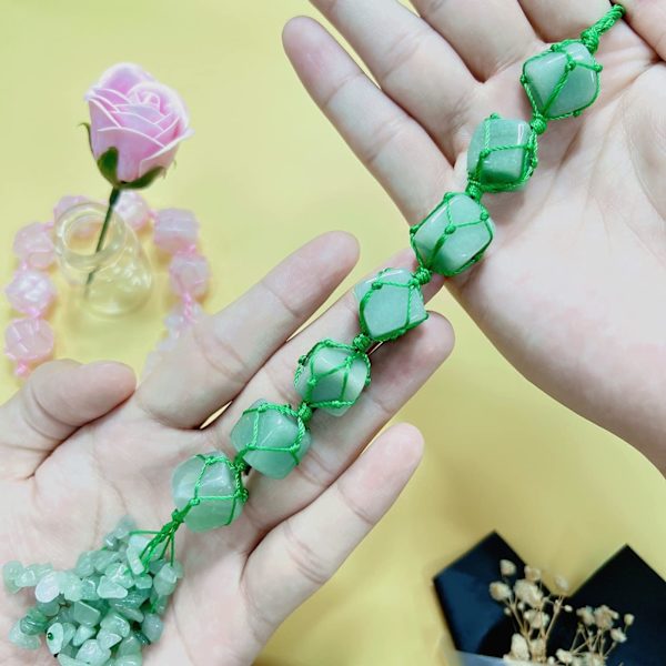Krystal Hængende Healing Krystaller Ædelstene Dekoration Tumbled Stene Bil Bakspejl Væghængende Krystaller Reiki Krystal Gaver Green- Dongling