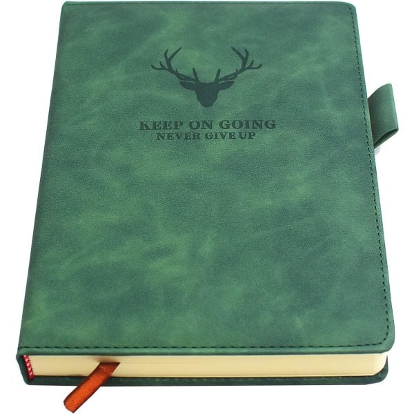 A5 Anteckningsbok - Exekutiv anteckningsbok med hårt omslag och premium tjockt papper, kollegieblock med rutnät, 21 x 14,7 cm, 360 sidor (Grön)