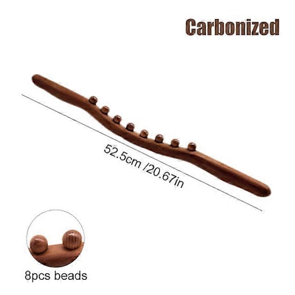 Träterapi Lymfdränage Massage Roller Stick Verktyg Fascia Blaster Mage Cellulit Massager för Nacke Rygg Midja Arm Ben 8 Beads Carbonized