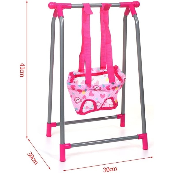 Baby Doll Play Set 5 i 1 Dockor Tillbehör Bundle Dockvagn Dockhög Stol Bouncer Spjälsäng Gunga Dockmöbler Barnkammare Lekset Rollspel (gunga)