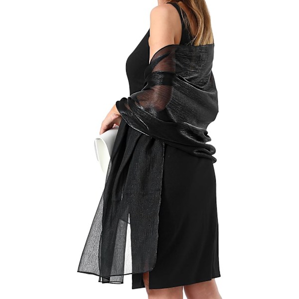 Dam Scarfs Sjal Mjuk Mode Silkeslen Satin Sjal för Brud Brudtärna Bröllop Kväll Fest Formell Bal Scarfs Black