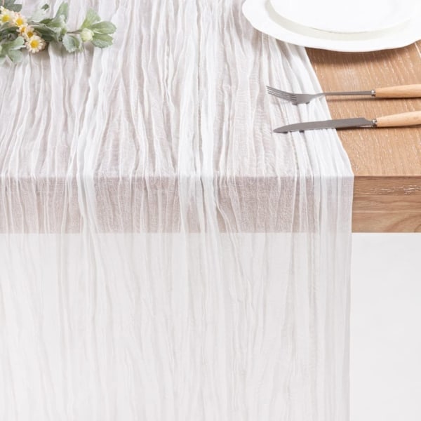 Boheme rustik gaze dug Lyserød gaze dug til baby shower dekoration White 90cmx300cm
