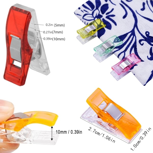 Syklips til stof, quiltklips, wonderklips, stofklips, plastik quiltklips til syning, håndarbejde, ophængning af genstande 30 Pcs