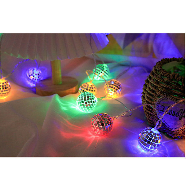 LED Speilkule Lyslenke Disco Bar Party Julekule Feriebelysning Dekorativ Farge Warm White 1.5 M 10 led USB