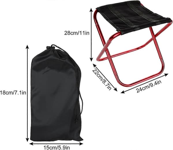 Camping Fällbar Pall, Mini Utomhus Bärbar Fällbar Campingpall Med Bärväska För Utomhus, Fiske, Picknick Red