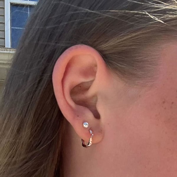 Roséguldfärgade örhängen små creoler för kvinnor flickor 18k roséguldpläterade 925 sterling silver mini huggie örhängen 12mm