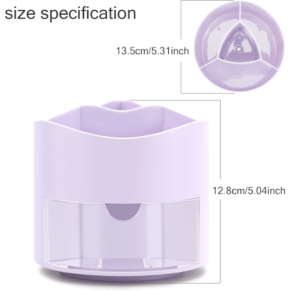 Roterende Pen- og Blyantsholder, 4 Rum Pen Pot - Skrivebordsstationær Opbevaring Makeupbørsteholder til Hjem og Kontor, Pen Organiser Desk Tidy Purple