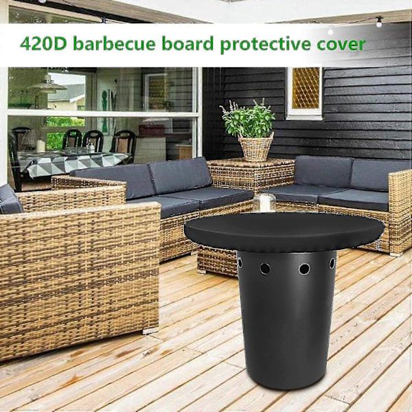 2024, Brannplate Deksel Beskyttelsesdeksel Rund 420d Bålpanne Presenning 80 Cm Grillplate Beskyttelsesdeksel Vanntett Anti UV Brannplate Tilbehør