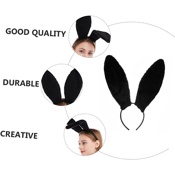 Pupujoukkueen Pääpanta Cosplay-Kanin Korvat Pääpanta Kanin Korvat Hiusten Renkaat Puku Hiusten Pääpanta Cosplay-Pääkatteet Kanin Korvat Hiusten Pääpanta Puku Hiusten Tarvike Black