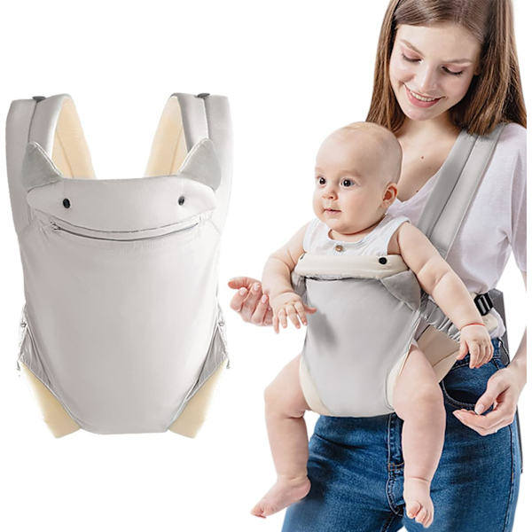 Babybærer med lomme, perfekt for nyfødte til småbarn opptil 15 kg - Grå