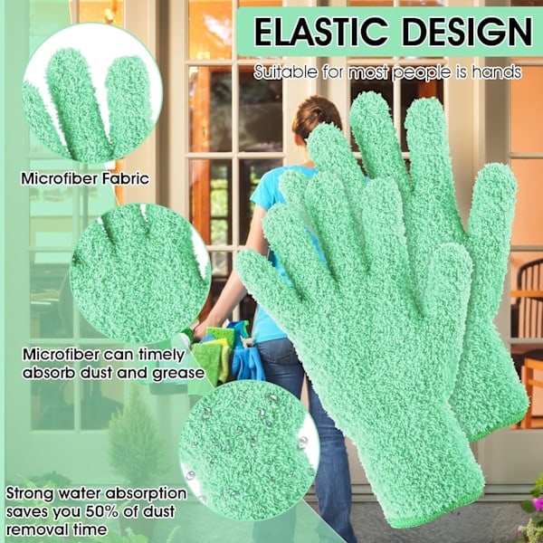 2 stk. Mikrofiber Støvehandsker til Mænd og Kvinder, Køkken, Hus, Persienner, Planter, Vinduer, Spejle, Lamper, Bilvask Cyan
