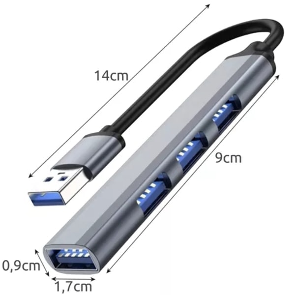 Kompakti ja monipuolinen 4-porttinen USB-keskitin, musta