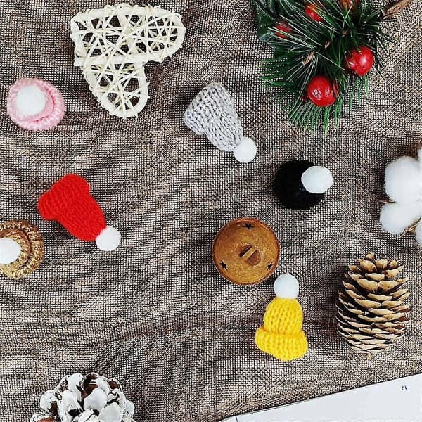 110 stk. Mini Strikkehatte Jule Mini Strikkedukkehatte Mini Uldhat Til Julepynt DIY