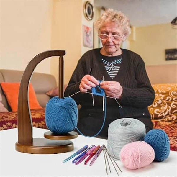 Garnholder for strikking og hekling, hekling for strikkeelskere, tre-garnspinner for hekling