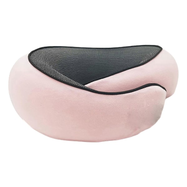 Nackkudde i Memory Foam för Resor 360 Graders Stöd U-formad Flygplanskudde med Justerbar Kardborreband Tupplurskudde Pink
