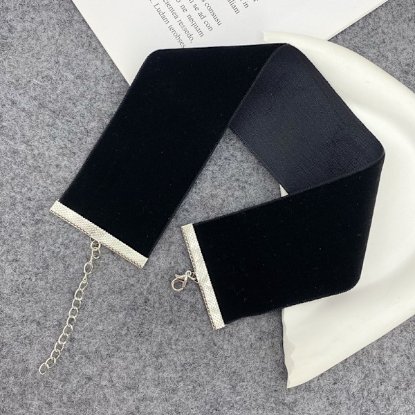 Bohemsk fløyel choker langt bånd sateng blomst krage halskjede sexy svart kamelia choker kostyme smykker tilbehør for kvinner og jenter 10