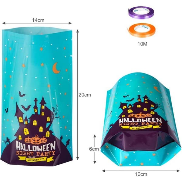 Förpackning med 150 Halloween Trick or Treat Godispåsar, Presentpåsar för Choklad och Kex