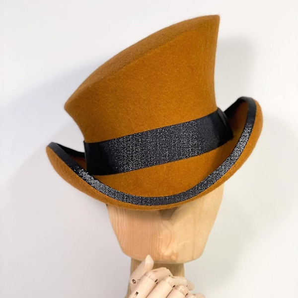 Asymmetrisk Topphatt Ullhatt Dame Herre Unisex Hatt Steam Punk Hatt Topphatt Mote Bånd Dekorativ Hatt Dekk Hode For Menn-yu Brown One Size