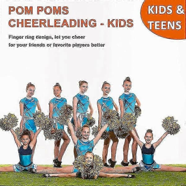 12 stk. cheerleading pomponer til børn, metallisk folie plastikring cheer pomponer til drenge Medium Red Silver