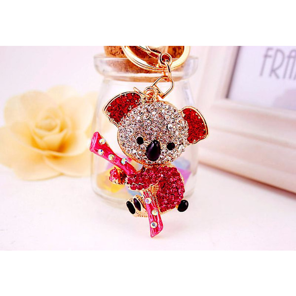 Koala Nyckelringar med Strass, Kristall Nyhet Djur Nyckelring Koala Björnen Legering Strass Kristall Metall Hänge Liten Present, 1pcD- purple
