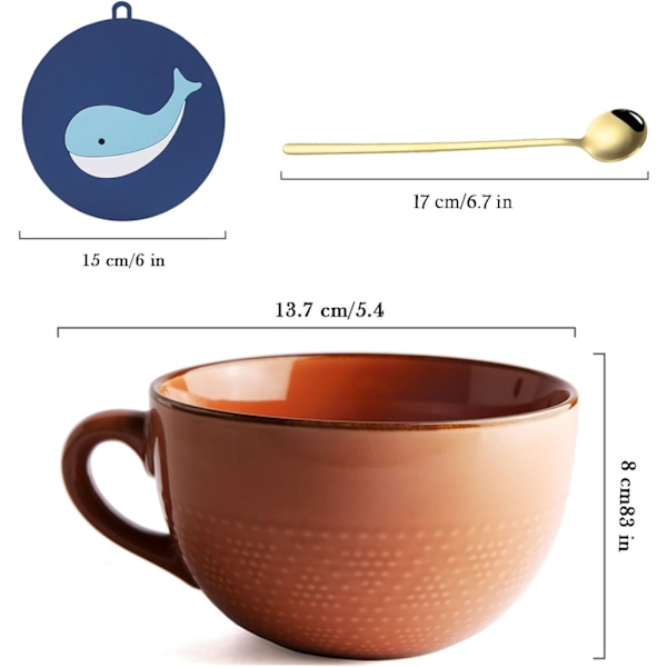 700 ML Stor Keramik Kaffe Kops, Korn Suppe Kop/Kaffe Kops/Salat Skål (uden Underkop og Ske)