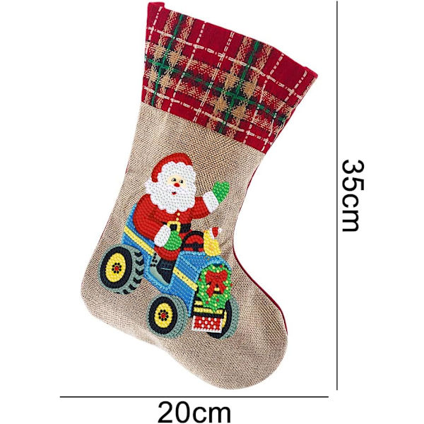 Julstrumpor Diamantmålning Kits för Vuxna Nybörjare, 4 Pack Kamin Hängande Strumpor, DIY Strassmålning Julgransprydnader Snowman
