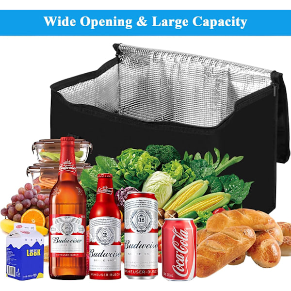 Blød køletaske, 40L stor køletaske, indkøbsposer, picnictaske, termisk madleveringstaske, isoleret taske, køletaske