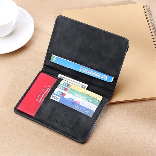 ID-kortshållare i PU-läder Affärspasshållare Kreditkort Organzier MultiSlot-plånbok RFIDBlocking Resedokument，grå