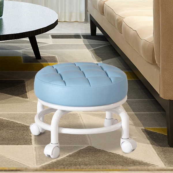 360° Roterande Rullpall Hushållspall Flyttbar Pall Lågt Buller Remhjul Låg Pall Universella Svängbara Hjul För Kök Hem Blue 30cmx28cmx6cm