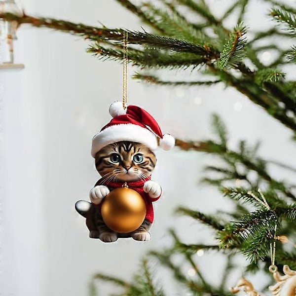 Tecknad Söt Katt 2023 Julgransprydnader Hängande Dekoration Gåva Jul Hängande Träd Personlig Hänge Festtillbehör B4
