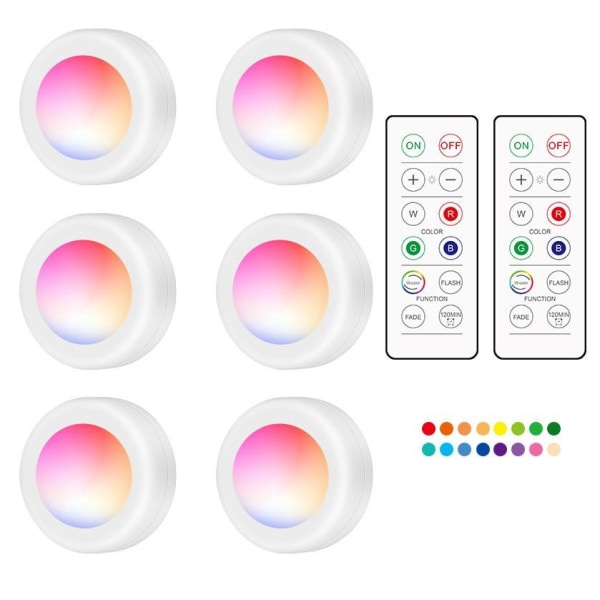 INF LED-strålkastare Set – 6 snygga lampor med 2 praktiska fjärrkontroller