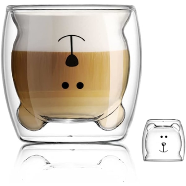 Søde Krus Dobbeltvægget Isoleret Glas Espresso Kop, Kaffekop, Tekop, Mælkekop, Bedste Gave til Kontor og Personlig Fødselsdag