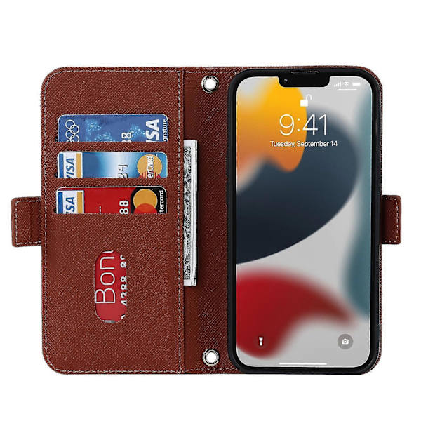 Lanyard Læder Etui Til Iphone 13 Pro Max Brown