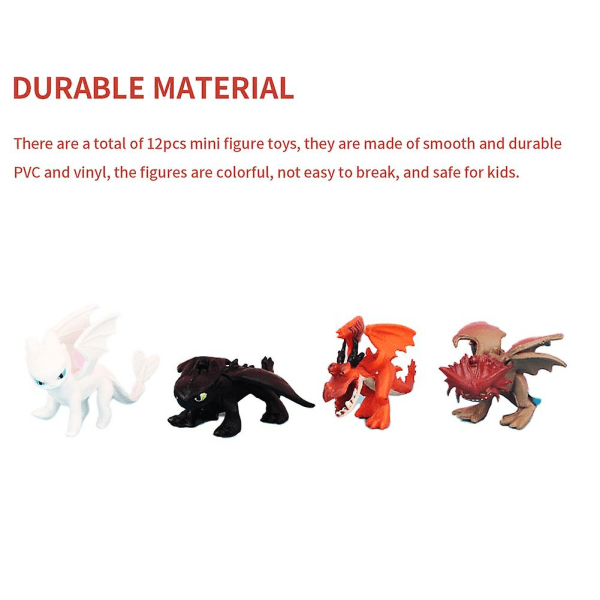 12 st/set Draktränaren Actionfigurer Tandlöse Ljus Natt Fury Mini Modell Figurer Dockor Leksaker för Barn Pojkar Flickor Present Samling