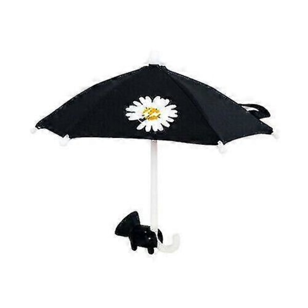 Mobiltelefonhållare med sugkopp, solskydd, sött mobiltelefonskydd för foton, personligt litet paraply black daisy