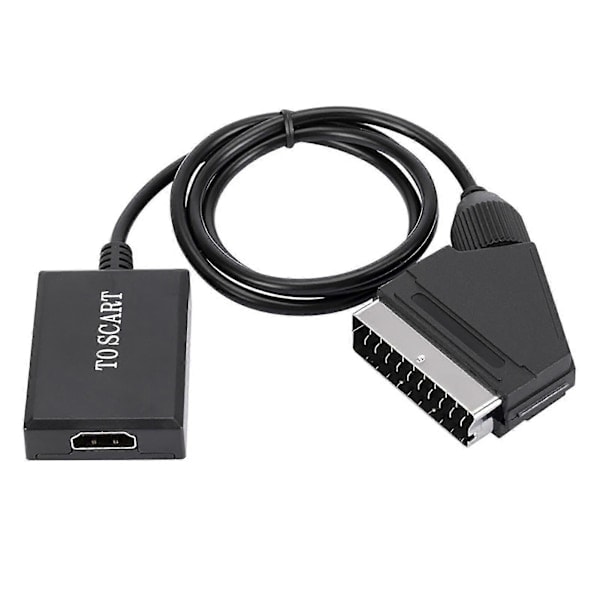 Videoadapter Plug and Play Høy Klarhet Plast 1080p Stabil Ytelse Scart til HDMI-kompatibel Digital Konverter for Smarte Enheter