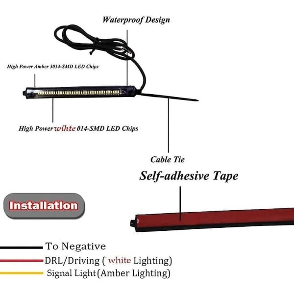 IC Motorsykkel LED Gaffel Blinklys Drl Advarselslys