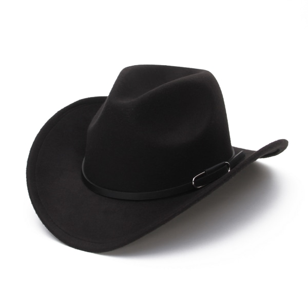 Unisex vuxen ull jeansväst hatt hatt med bred brättad vintervärme (svart)