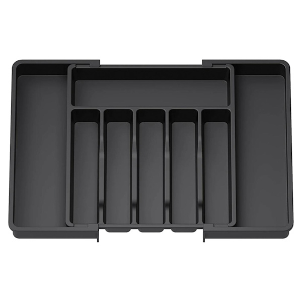 Bestikboks Udvidbar Skuffeorganizer Justerbar Bredde Kompakt Design Nem Adgang Rum Black