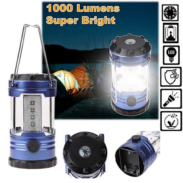 Tältlampa 1000 Lumen LED-lampa Dimbar Campinglampa Lykta med Kompasskit